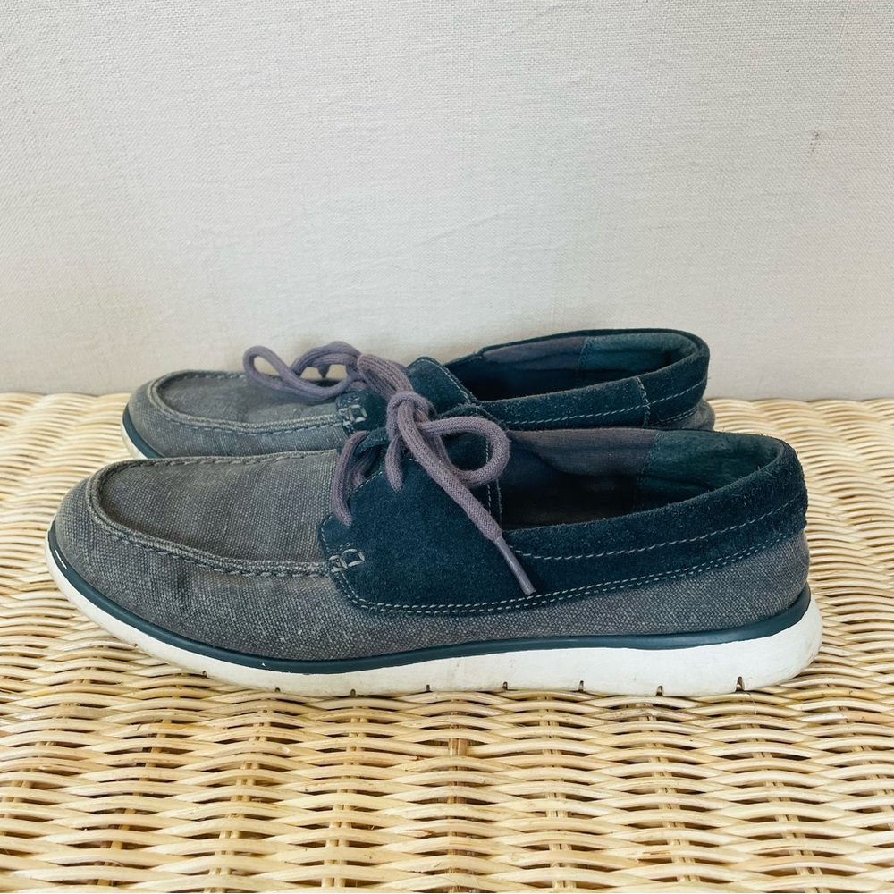 UGG Cotton Canvas Lace-Up Boat Shoes Blue/Grey size 7.5 men’s